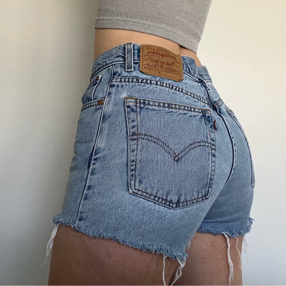 Light wash denim shorts